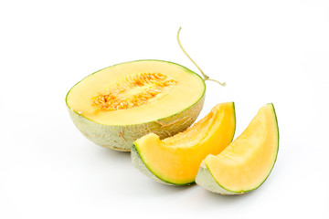 Melon cut on white background