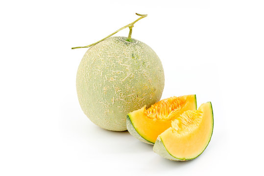 Melon cut on white background