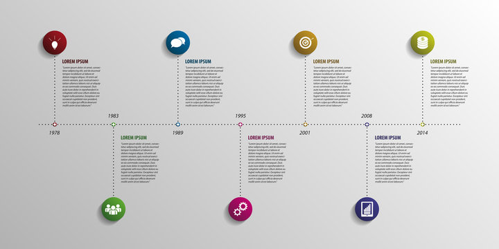Timeline infographic elements. Vector with icons