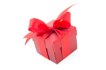 Red gift box isolated on white background