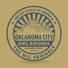 Grunge rubber stamp with name of Oklahoma City, Oklahoma