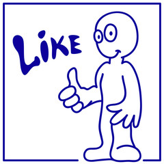 drawn smiling little man shows 