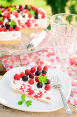 A Piece of No-bake Raspberry Cheesecake