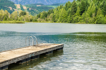 Wooden Jetty on Mountain Lake