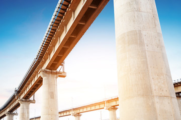 High overpass on the sky background