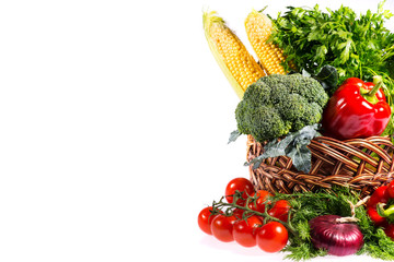 Lovely basket with fresh vegetables