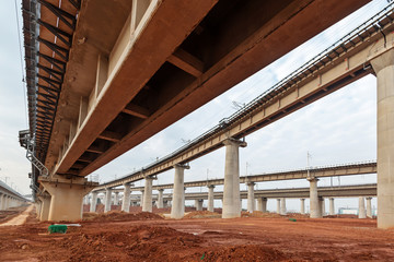 High overpass on the sky background