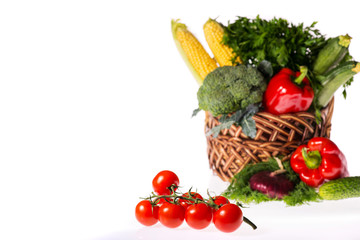 Fototapeta na wymiar Lovely basket with fresh vegetables