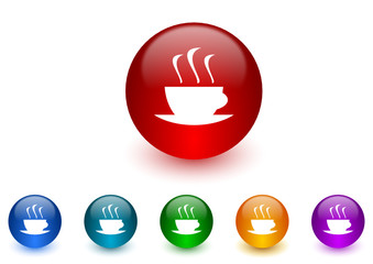 coffee colorful vector icons set