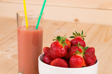 Glass of strawberry smoothie