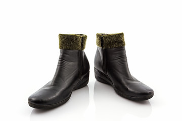 Black Fluffy woolly warm boots.