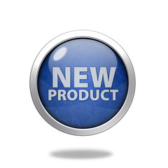 new product circular icon on white background