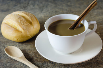 hot coffee and bread