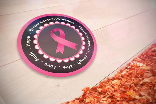 Composite image of breast cancer awareness message in pink