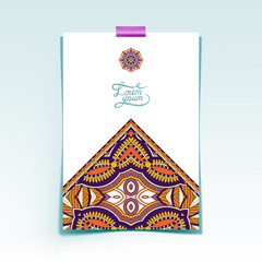 decorative sheet of paper with oriental floral design and place