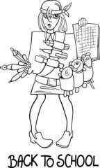 back to school cartoon coloring page