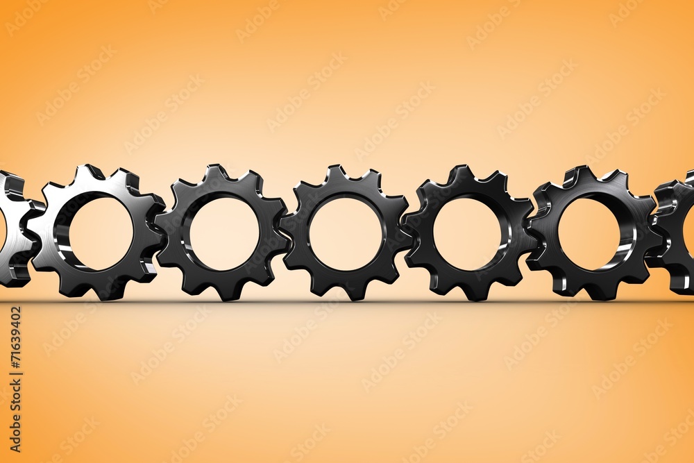 Aufkleber composite image of metal cogs and wheels connecting