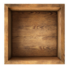 old wood box top view isolated