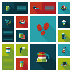 Coffee flat ui background set, eps10