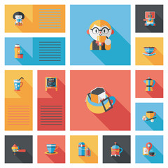 Coffee flat ui background set, eps10