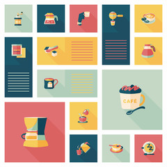Coffee flat ui background set, eps10