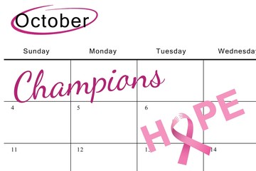 Fototapeta premium Composite image of breast cancer awareness message of hope