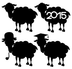 Vector cartoon silhouettes. Sheep.