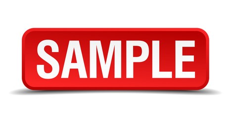 Sample red 3d square button isolated on white