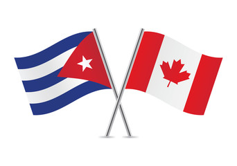 Canadian and Cuban flags. Vector illustration.