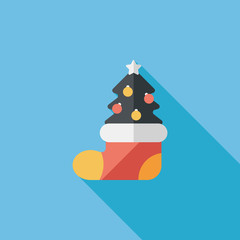 Christmas tree flat icon with long shadow, eps10
