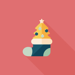 Christmas tree flat icon with long shadow, eps10