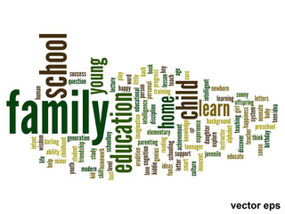 Vector conceptual family education word cloud