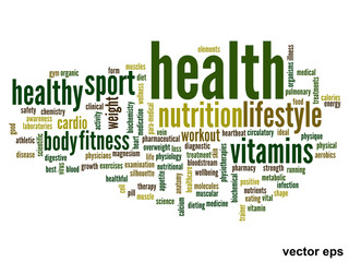 Vector conceptual health word cloud