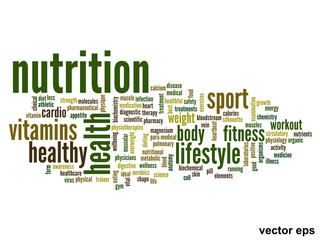 Vector conceptual nutrition health word cloud