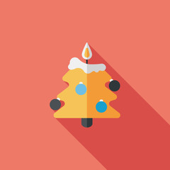 Christmas tree flat icon with long shadow, eps10