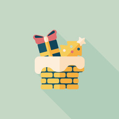 Christmas roof flat icon with long shadow,eps10