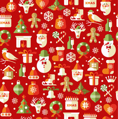 Naklejka premium Seamless christmas pattern. Vector background.