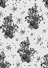 pattern in the form of floral black lace with dots