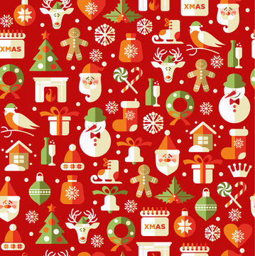 Seamless christmas pattern. Vector background.