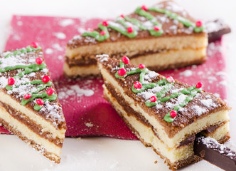 Christmas tree made of sweet cakes
