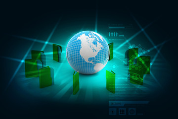 File folders around Earth