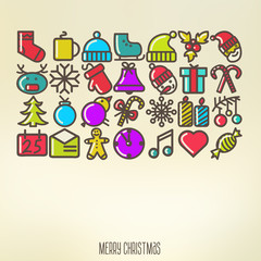 Obraz na płótnie Canvas Christmas icons, elements and illustrations