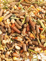 Pile backgroound of muesli for horses