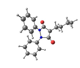 Phenylbutazone molecule isolated on white
