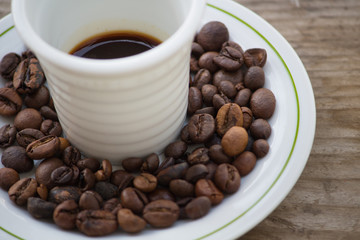 coffee beans with cup
