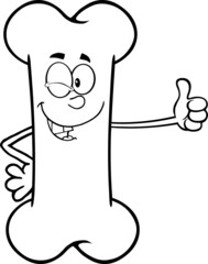 Black And White Winking Bone Character Giving A Thumb Up