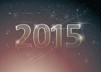 Happy new year card / Number 2015 in night sky