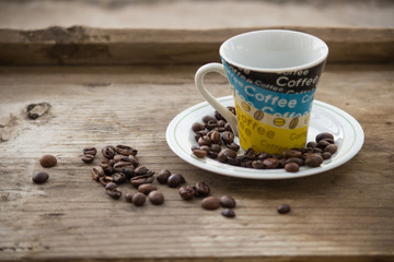 coffee beans with cup