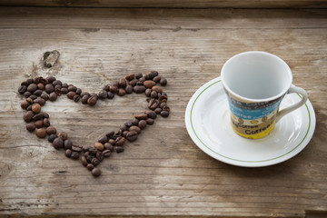 heart with coffee beans