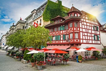 Fotobehang Street in Lucerne, Switzerland © golovianko